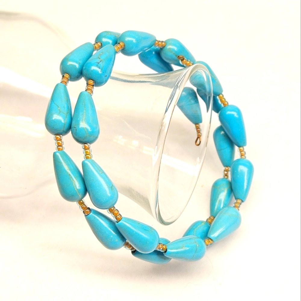 Turquiose Memory Wire Wrap Around Bracelet